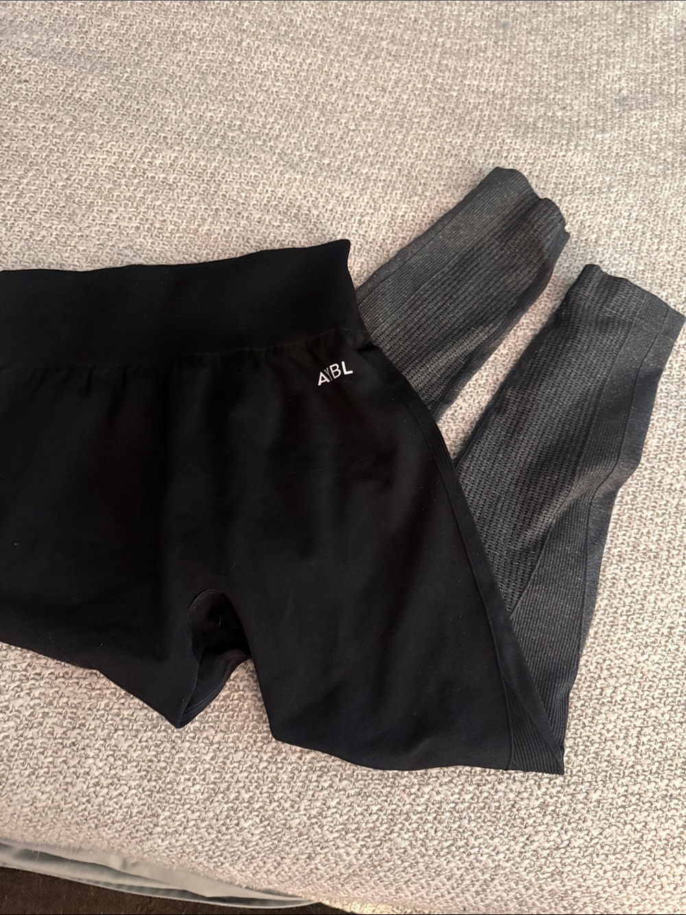 Black & Gray Two-Tone Ombré Bottoms by Abyl